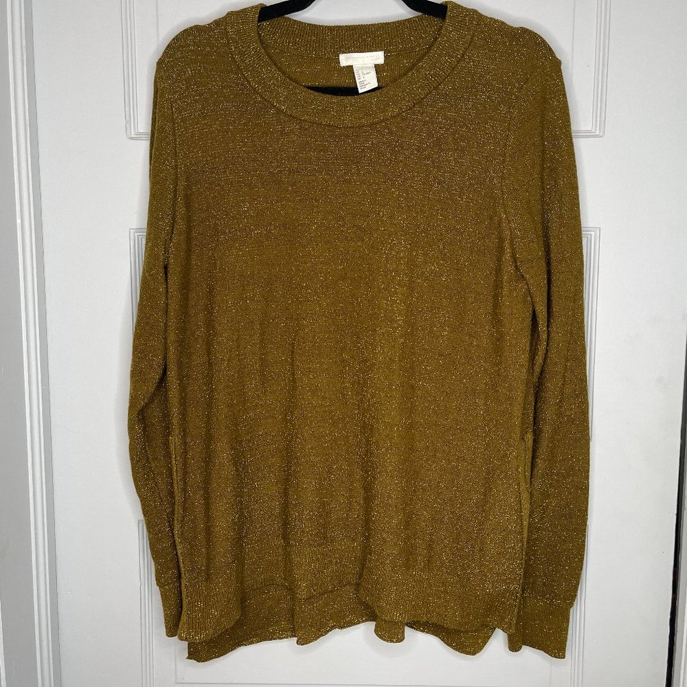 H&M Mustard Gold Glitter Sweater L